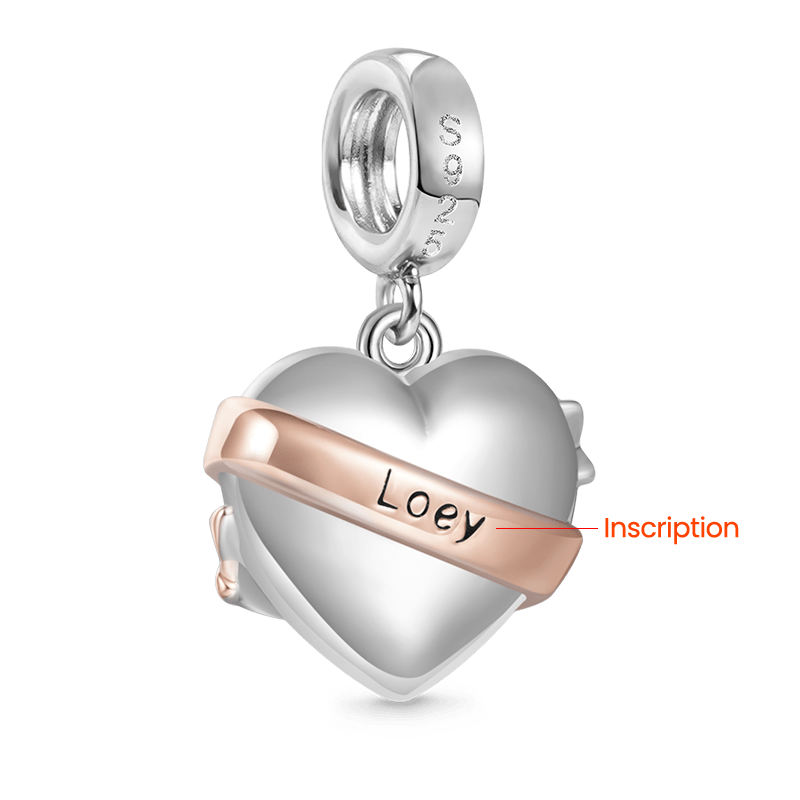 Engravable Heart Ribbon Pendant image number 2