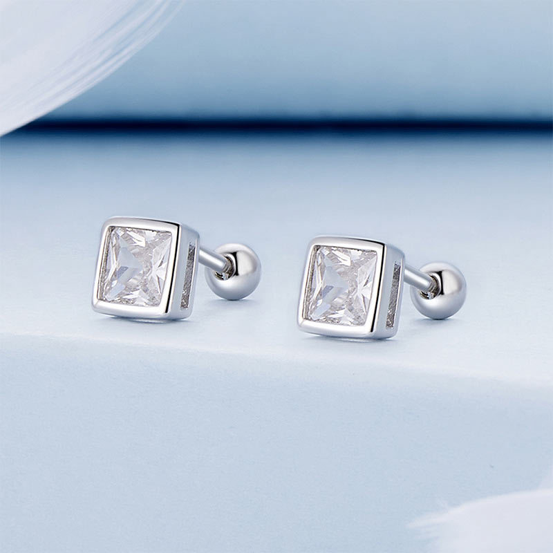 Princess-Cut Stud Earrings image number 1