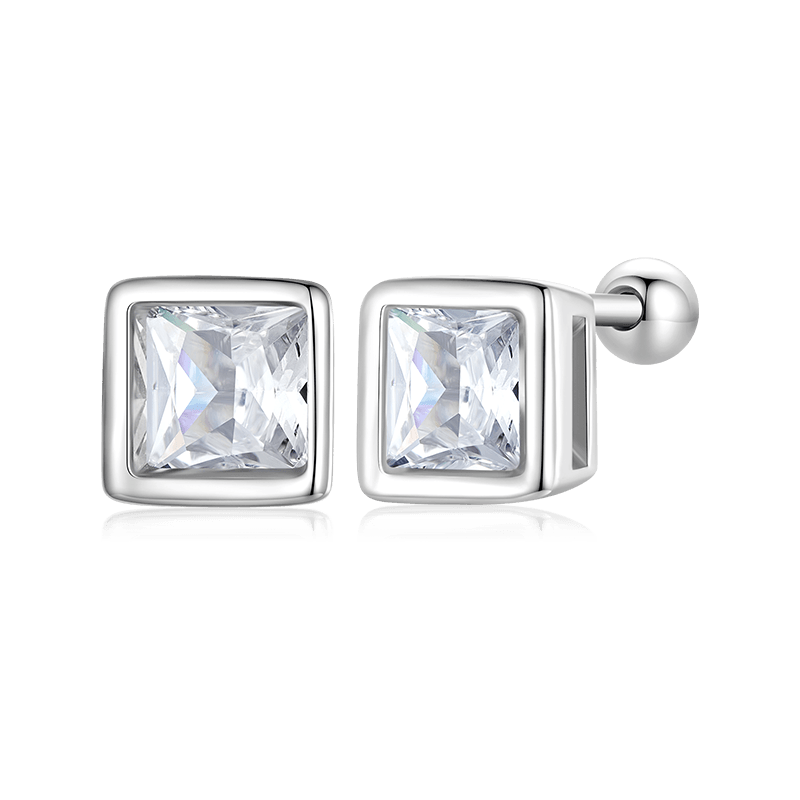 Princess-Cut Stud Earrings image number 0
