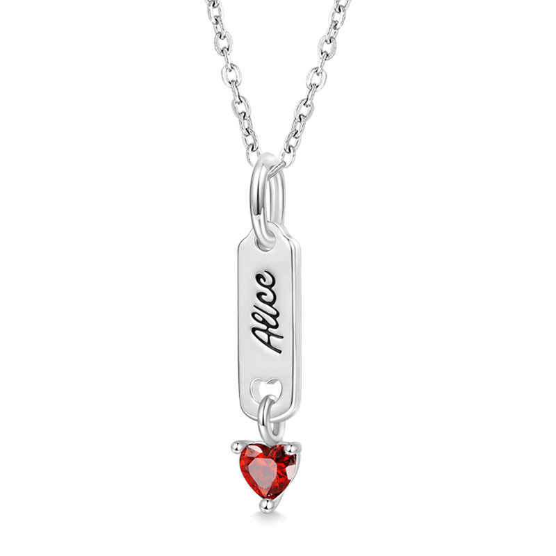 Bar Birthstone Engravable Necklace image number 1