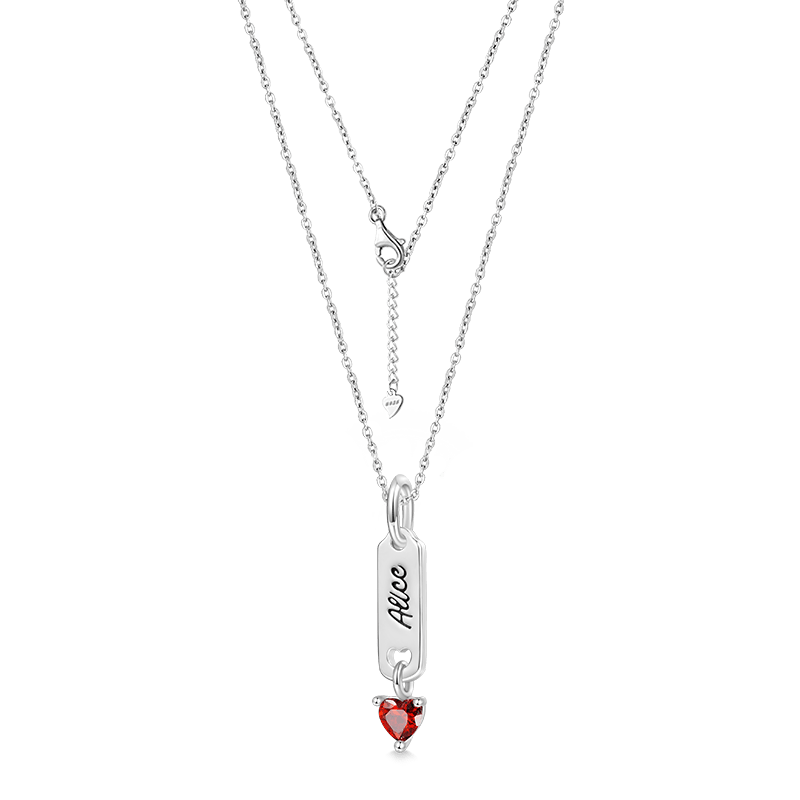 Bar Birthstone Engravable Necklace image number 2