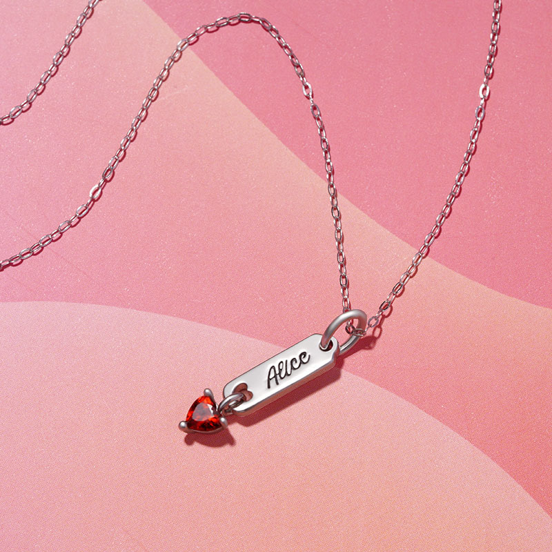 Bar Birthstone Engravable Necklace image number 3