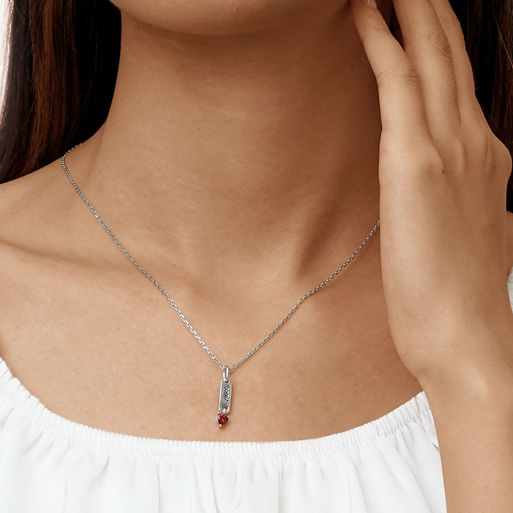 Bar Birthstone Engravable Necklace image number 5