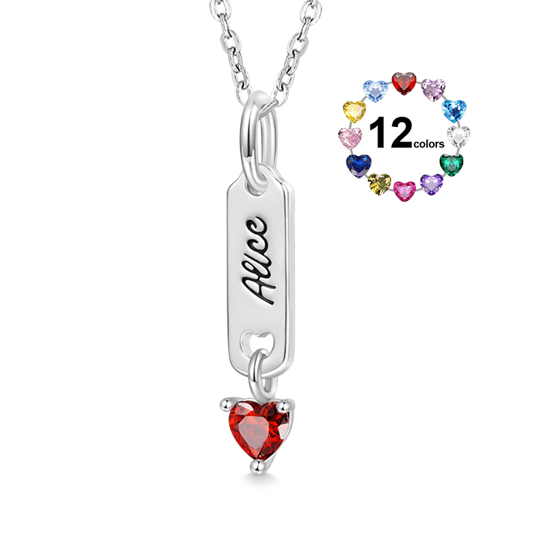 Bar Birthstone Engravable Necklace image number 0