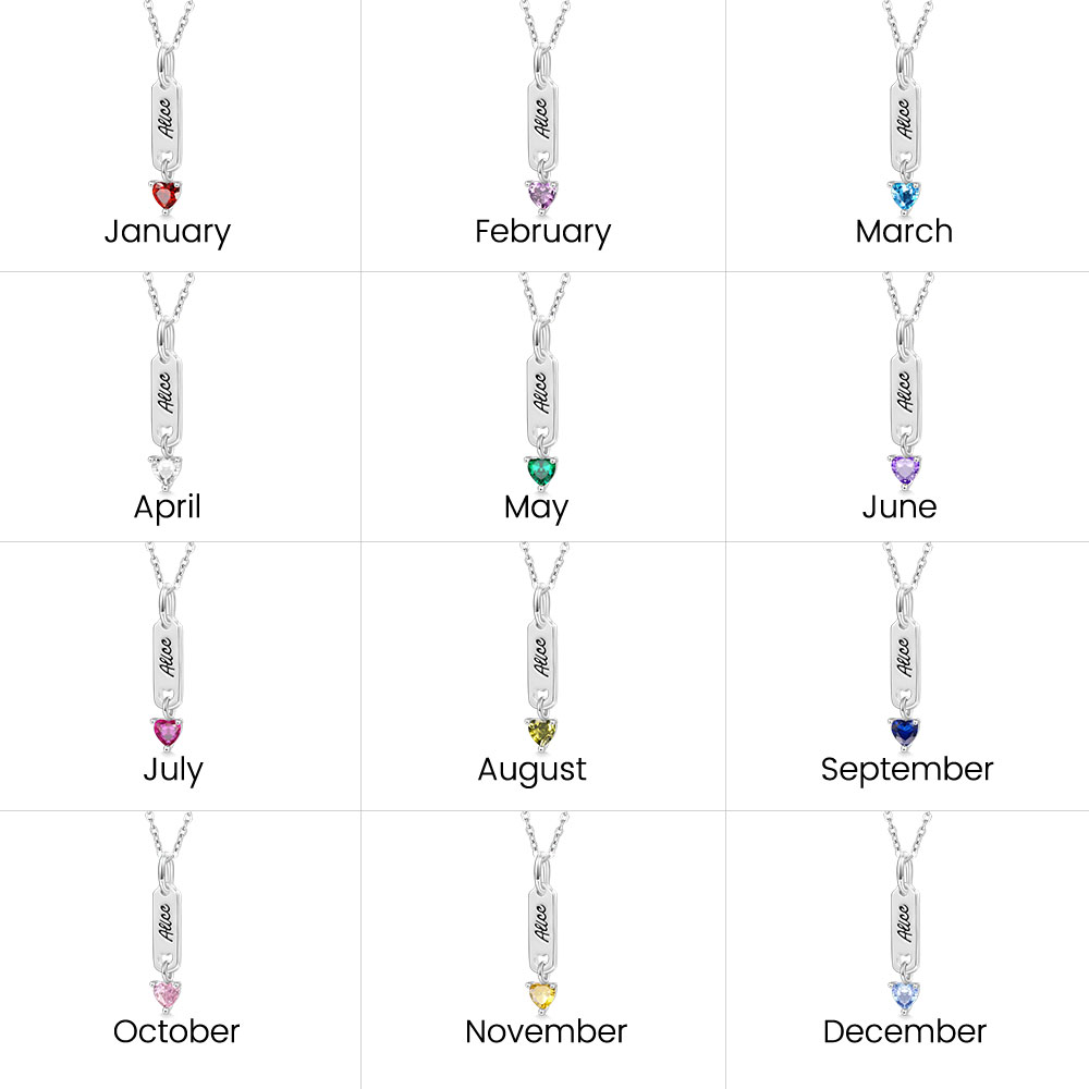 Bar Birthstone Engravable Necklace image number 6