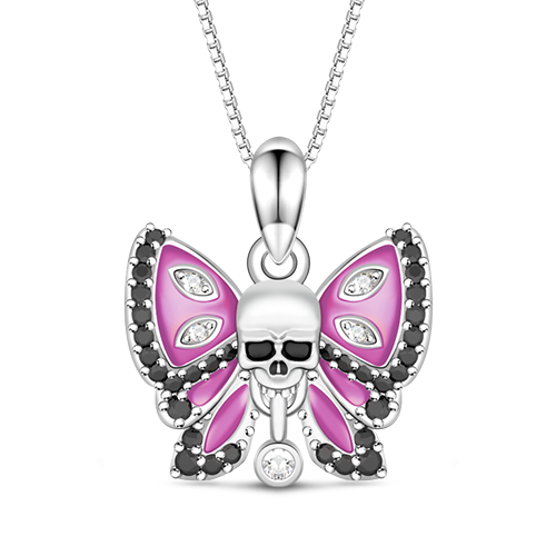 Butterfly Skull Necklace image number 0