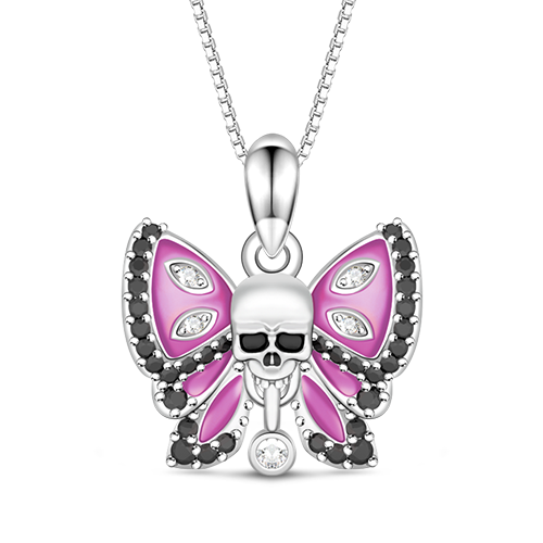 Butterfly Skull Necklace image number 0