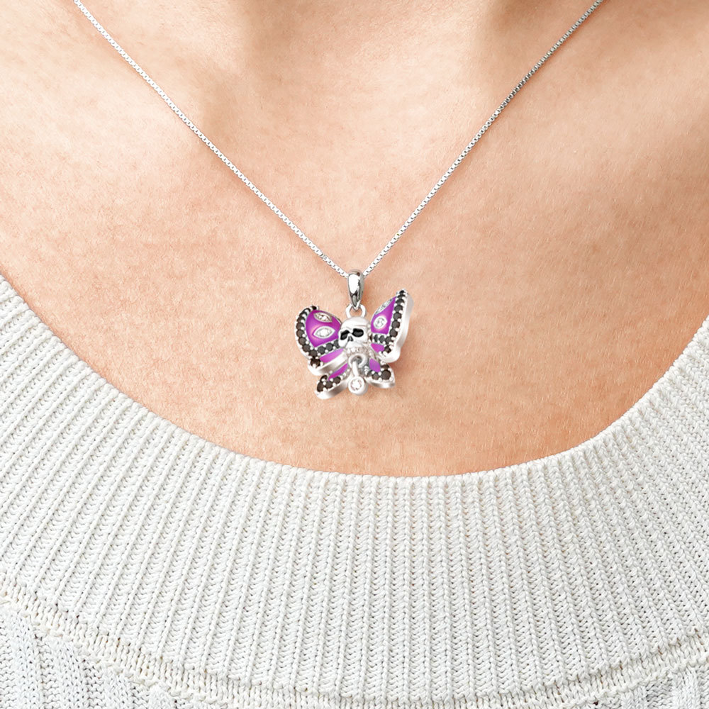 Butterfly Skull Necklace image number 3