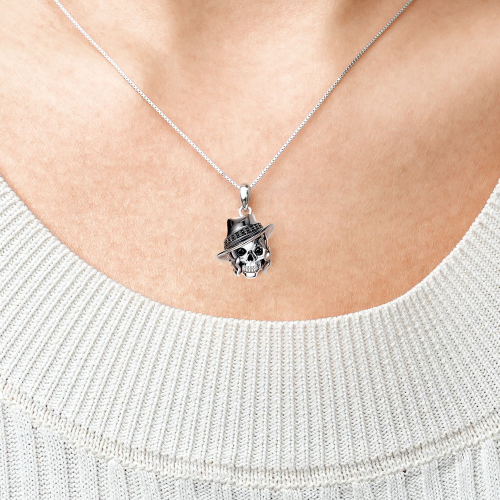 Skull with Hat Necklace image number 3