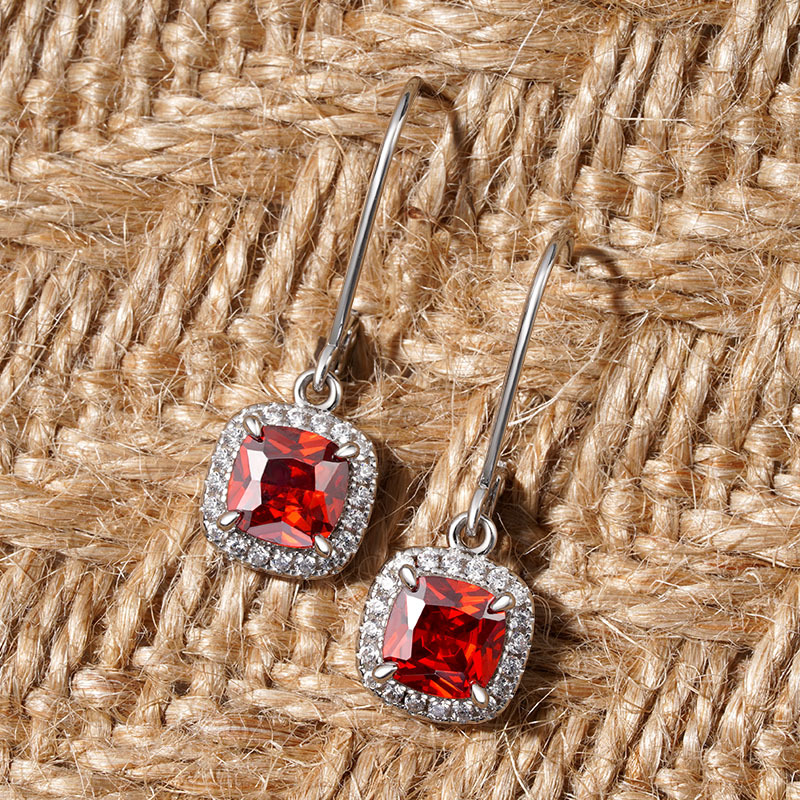 Square Birthstone Dangle Earrings image number 3