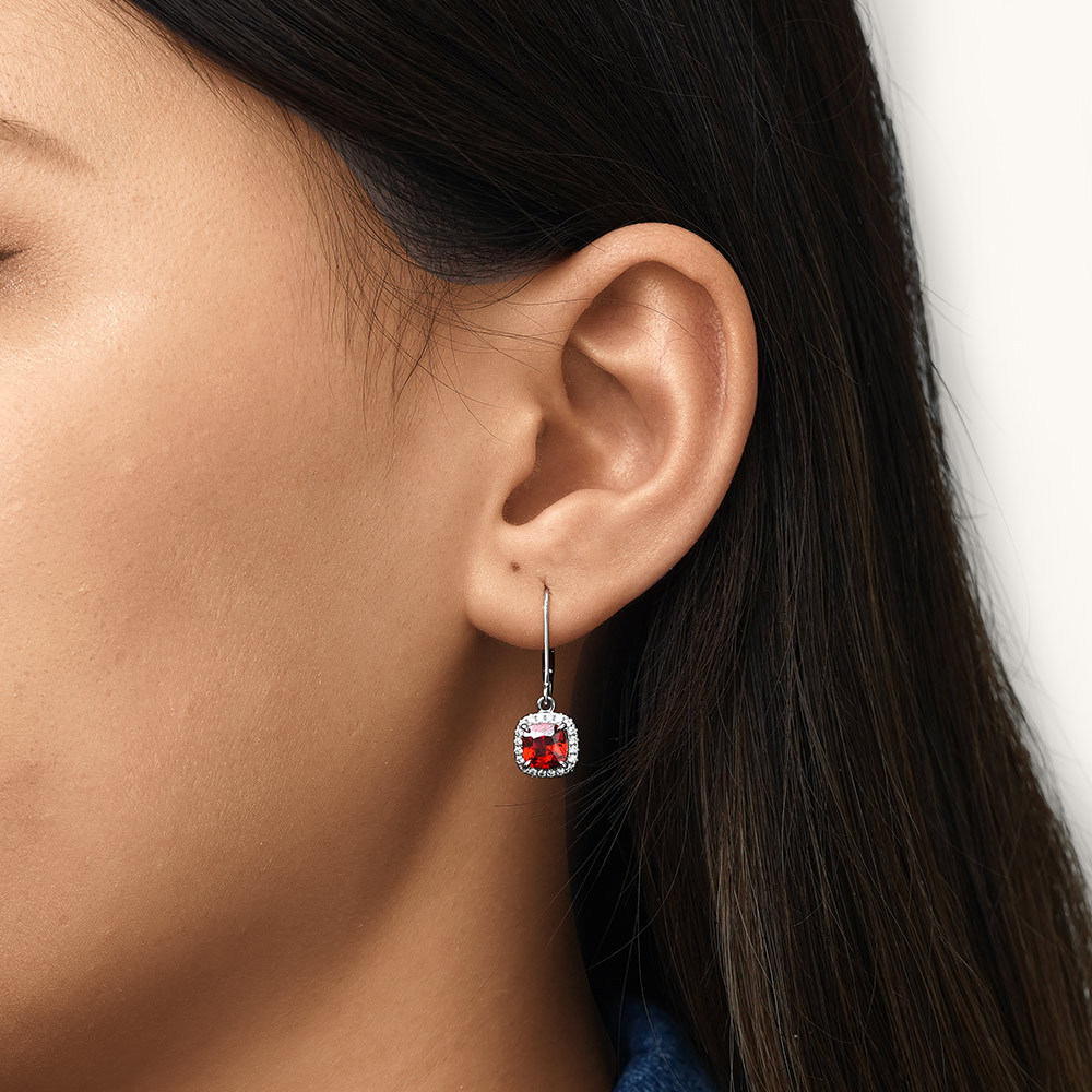 Square Birthstone Dangle Earrings image number 4