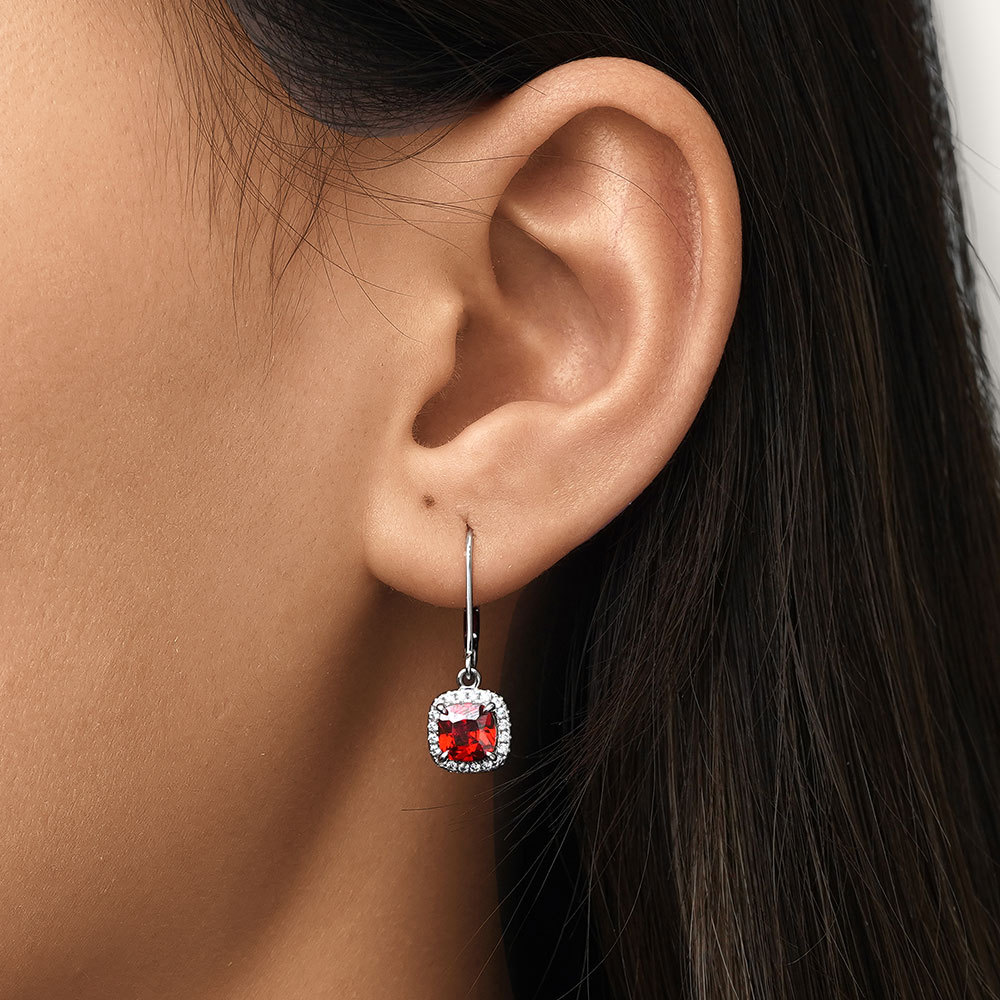 Square Birthstone Dangle Earrings image number 5