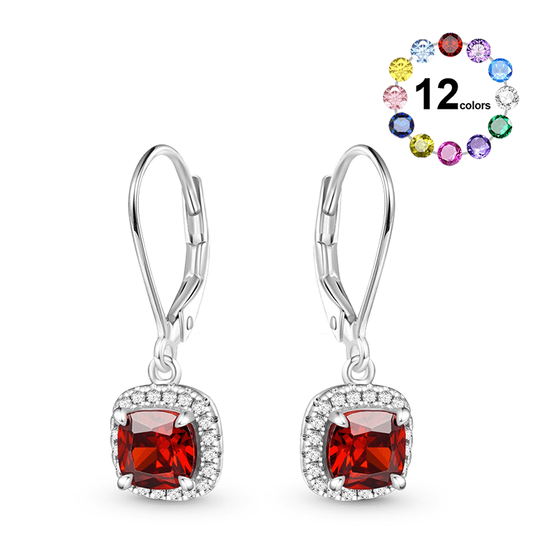 Square Birthstone Dangle Earrings image number 0