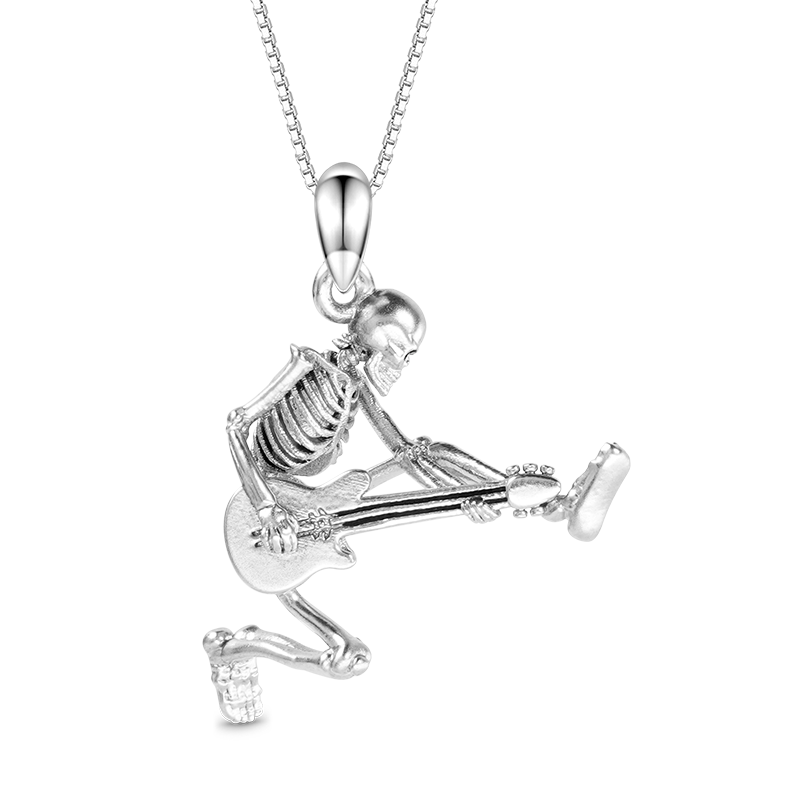 Guitar Rock Skull Necklace image number 0