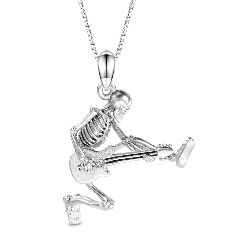 Guitar Rock Skull Necklace image number 0