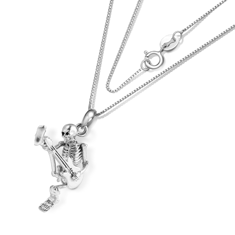 Guitar Rock Skull Necklace image number 1