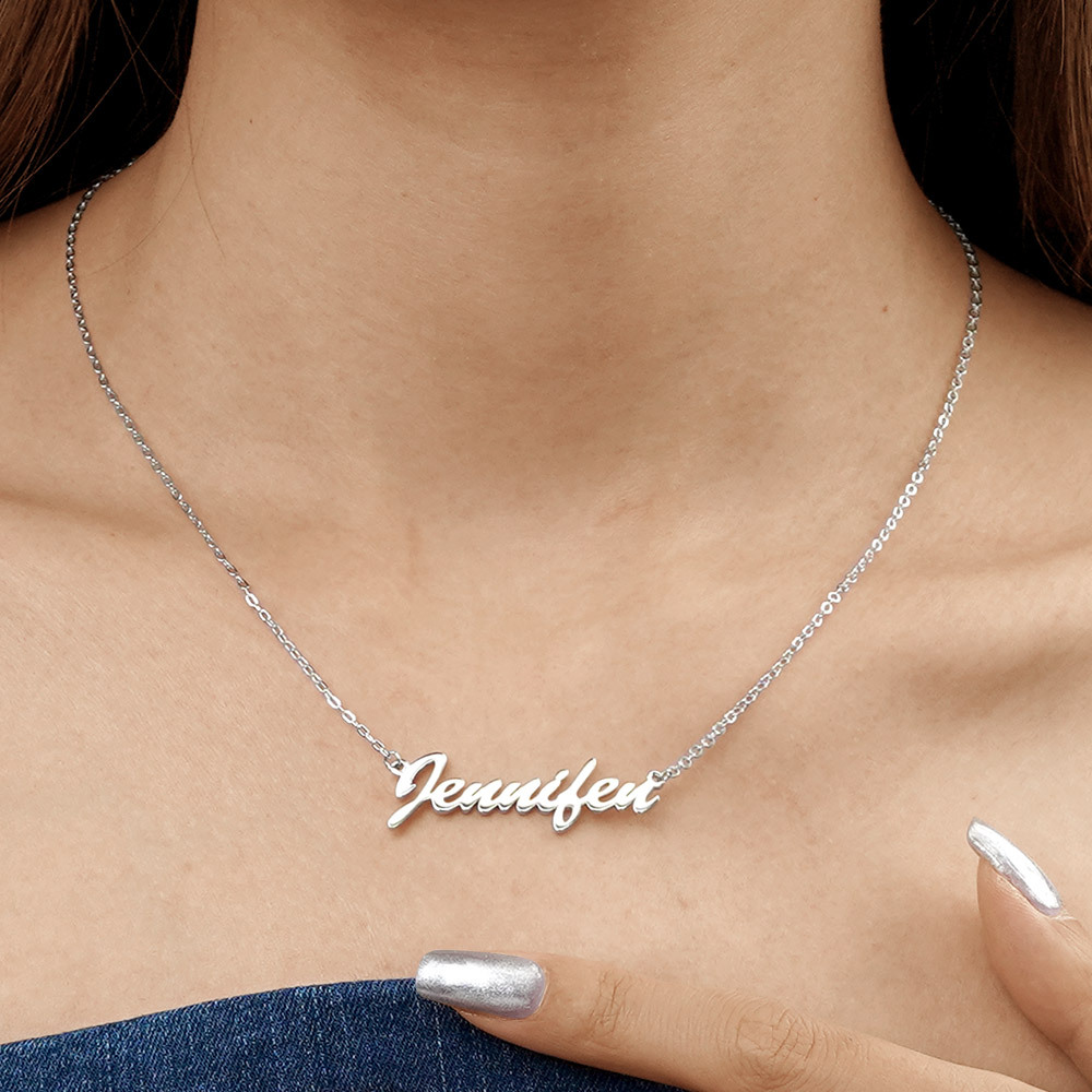 Personalized Name Silver Necklace image number 3