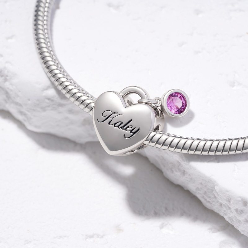 Birthstone Engravable Heart Charm image number 2