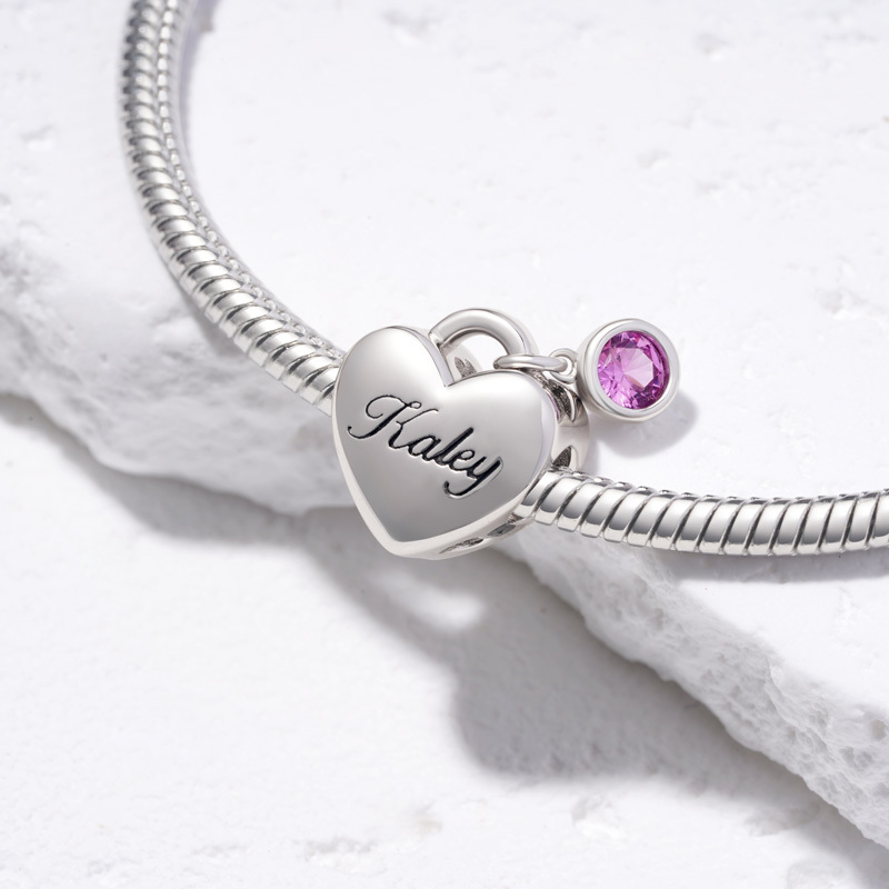 Birthstone Engravable Heart Charm image number 2