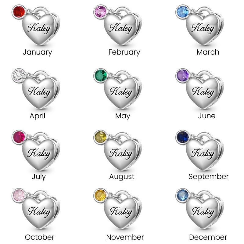 Birthstone Engravable Heart Charm image number 5