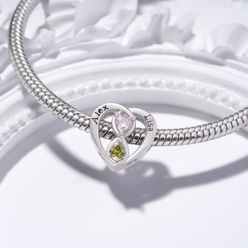 Infinite Love Engravable Birthstone Charm image number 2
