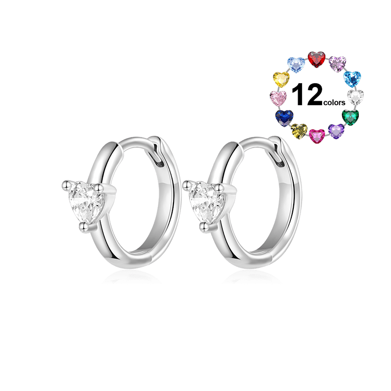 Birthstone Heart Hoop Earrings image number 0