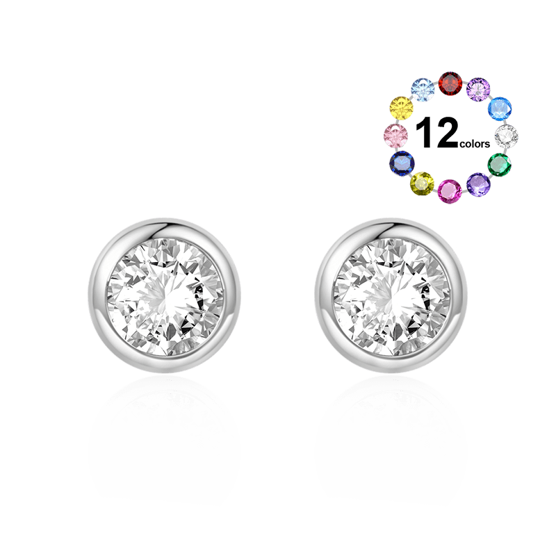 Birthstone Round Stud Earrings image number 1
