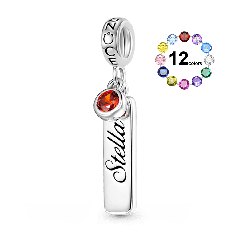 Bar Birthstone Engravable Pendant image number 0