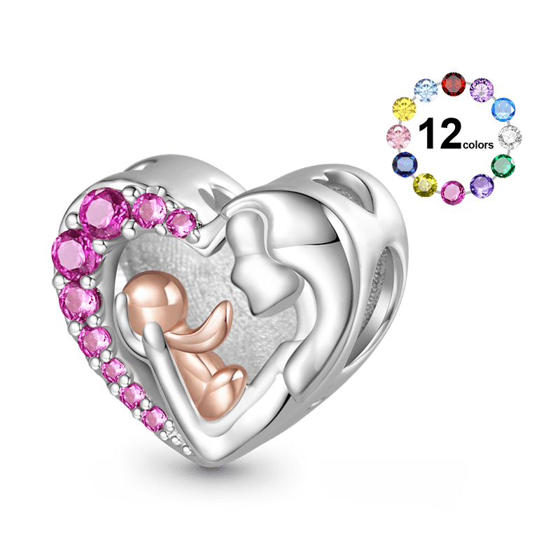 Mom&Baby Birthstone Engravable Charm image number 0