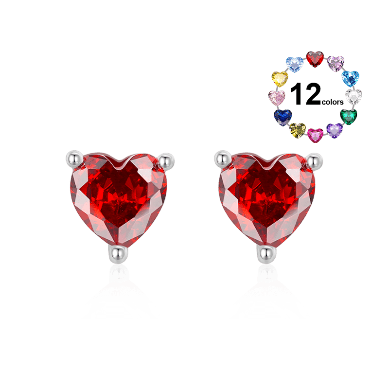 Birthstone Heart Stud Earrings image number 0