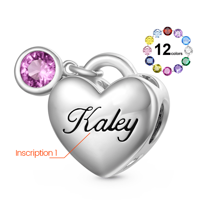 Birthstone Engravable Heart Charm image number 1