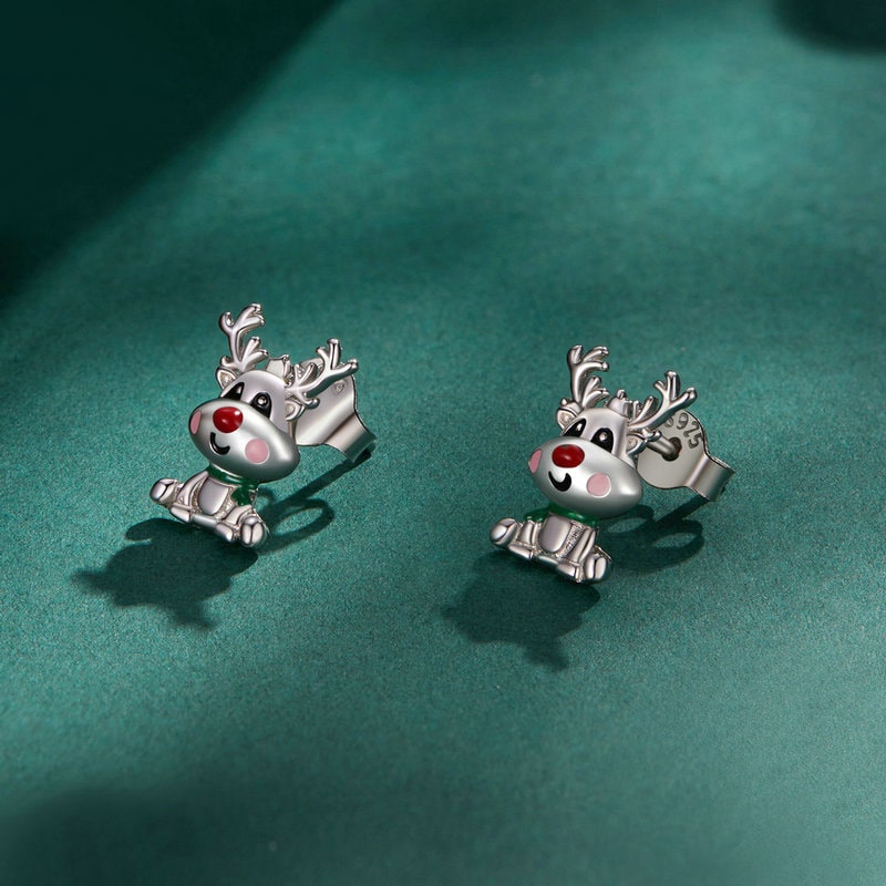 Christmas Elk Stud Earrings image number 2