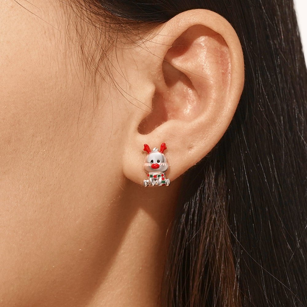 Christmas Elk Stud Earrings image number 2