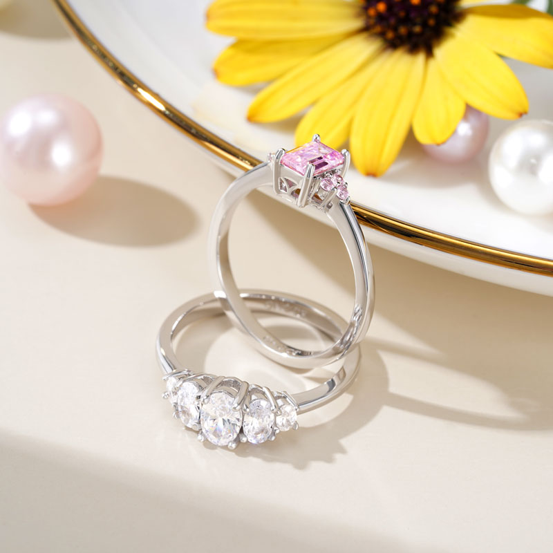 Pink Rectangle Ring Set image number 2