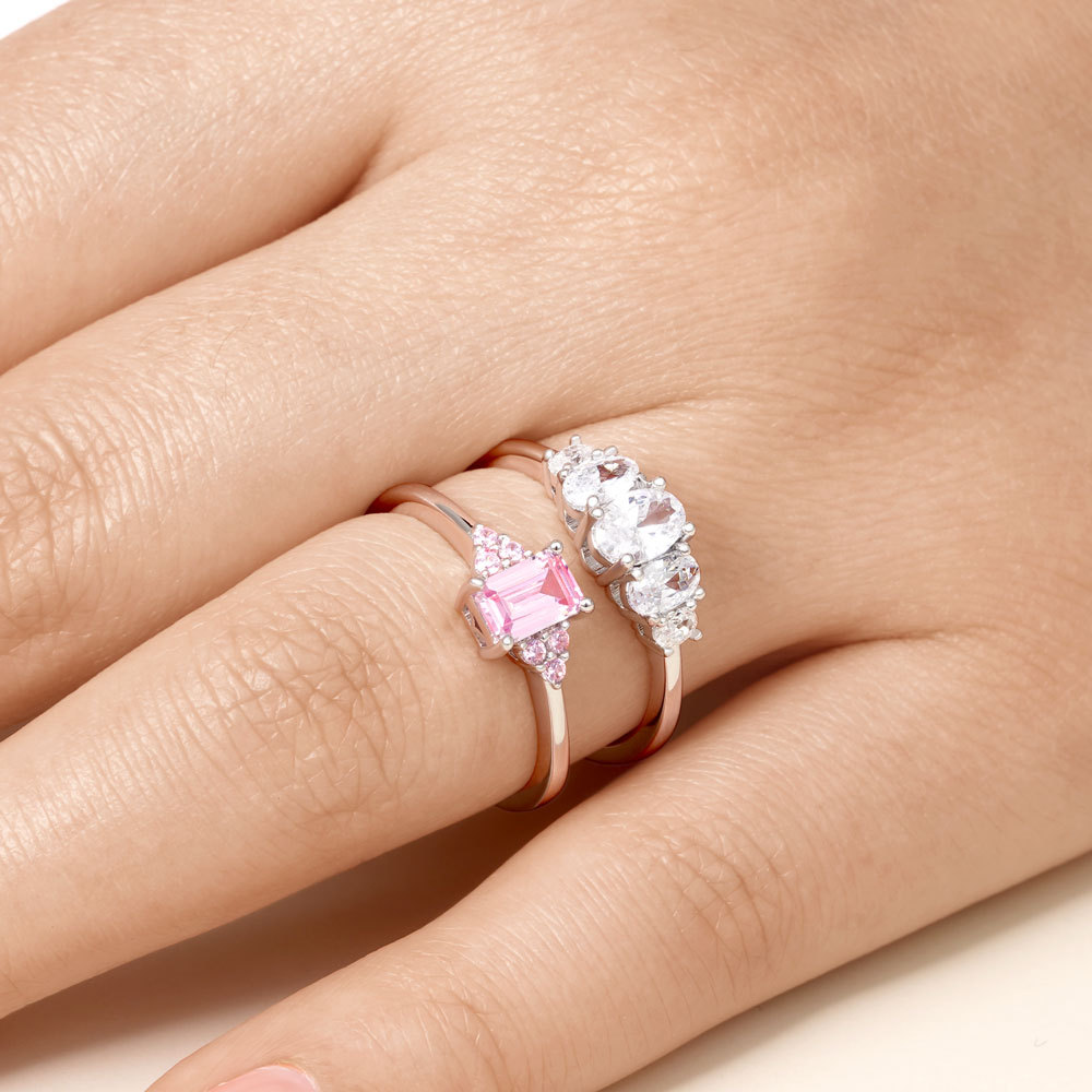 Pink Rectangle Ring Set image number 4