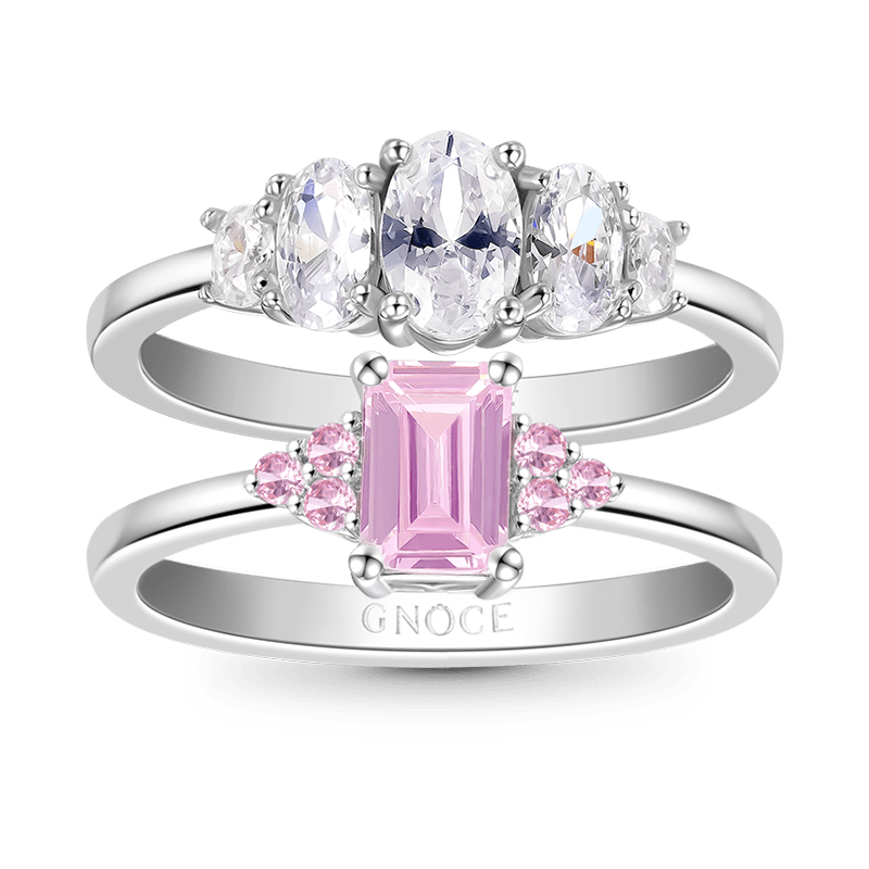 Pink Rectangle Ring Set image number 0