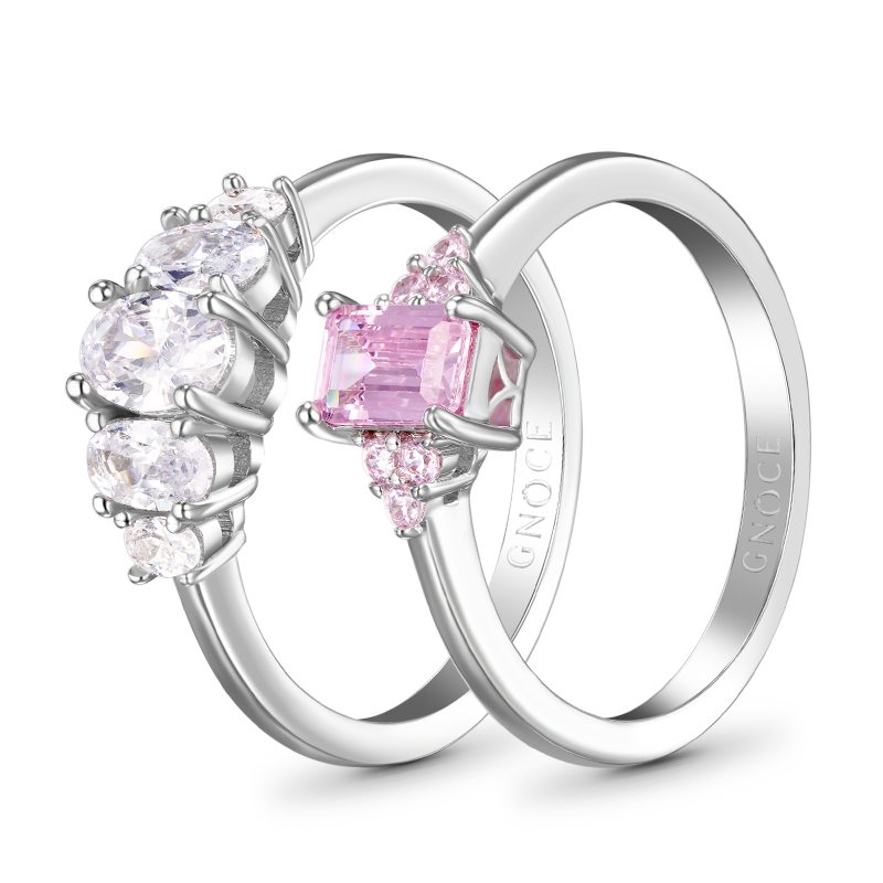 Pink Rectangle Ring Set image number 1