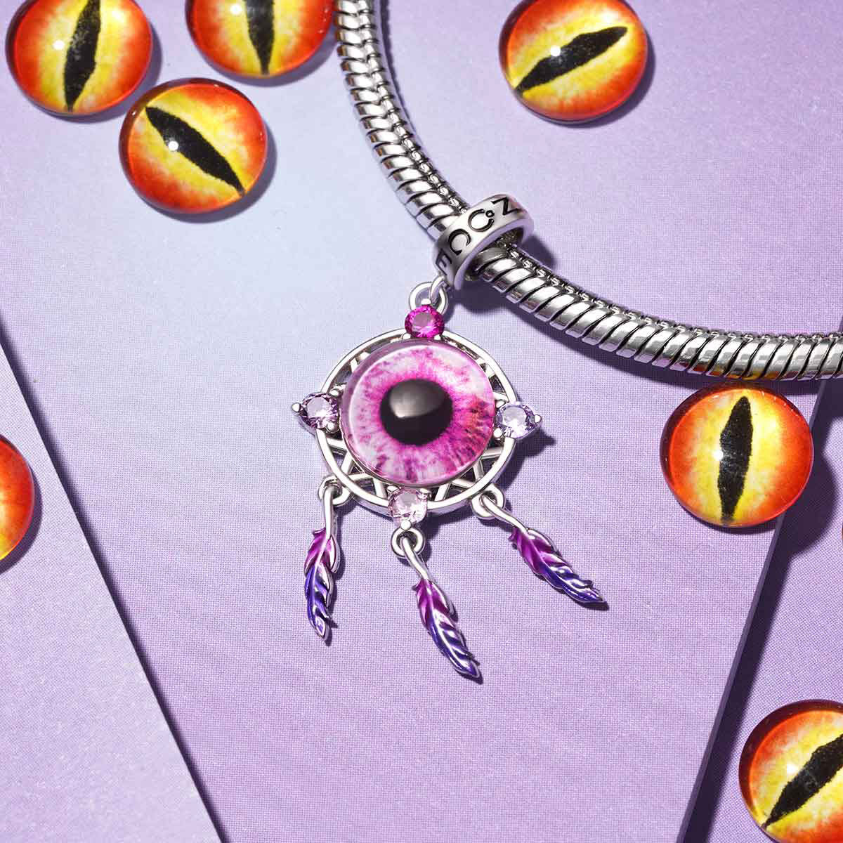 Devil Eyes Dream Catcher Pendant image number 1