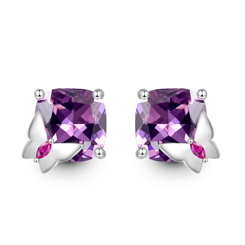Purple Butterfly Earrings image number 0