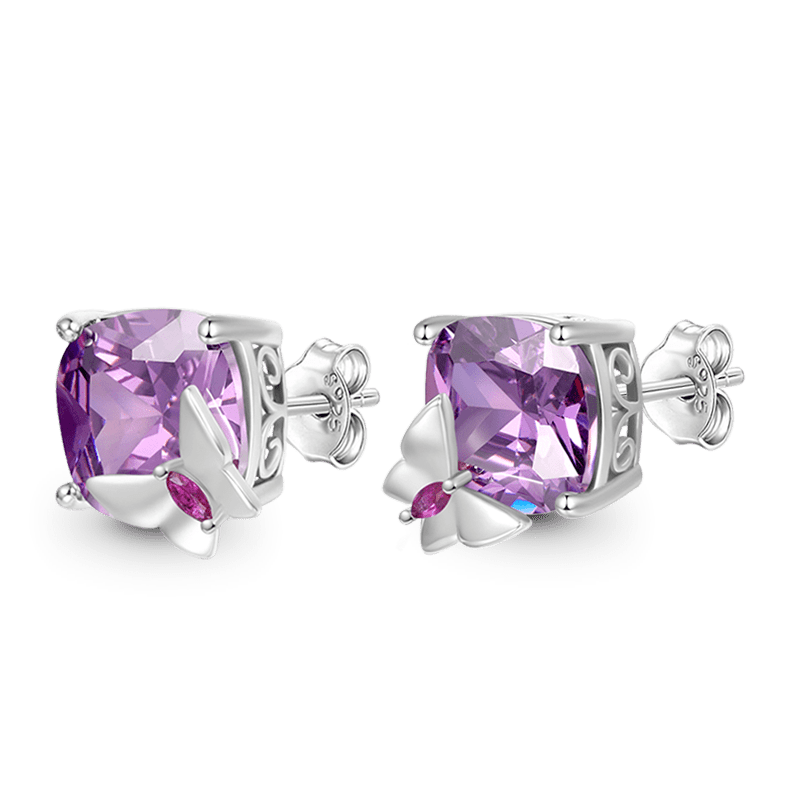 Purple Butterfly Earrings image number 2