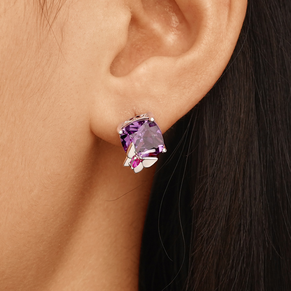 Purple Butterfly Earrings image number 5