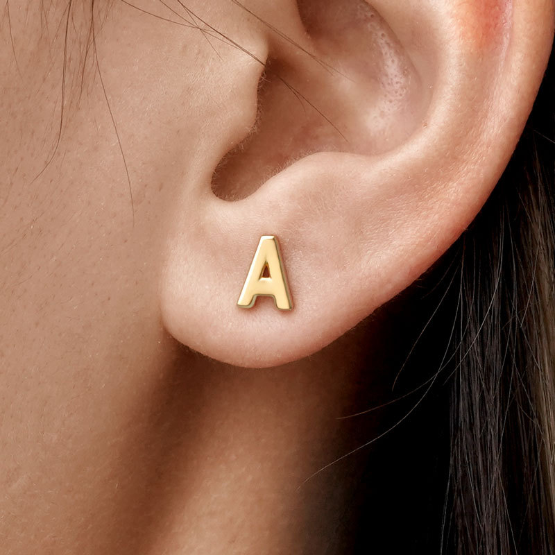 Initial Letters Stud Earrings image number 3