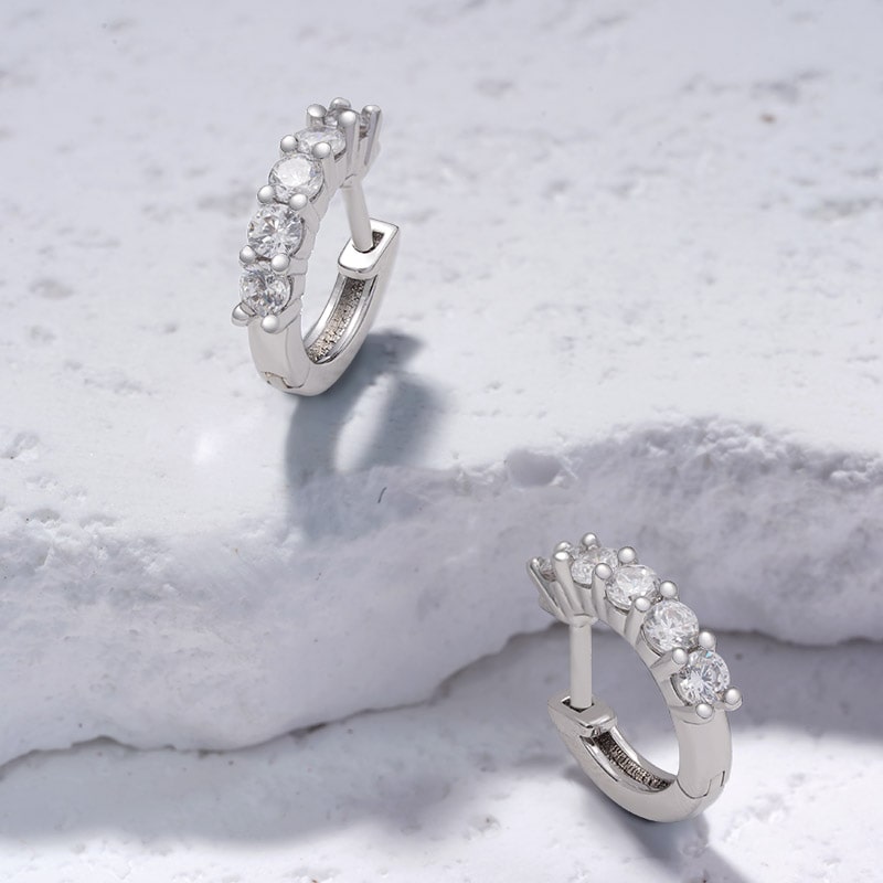 Diamond Huggie Stud Earrings image number 3