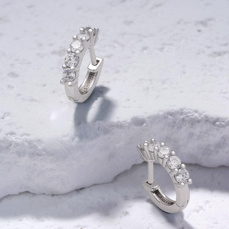 Diamond Huggie Stud Earrings image number 3