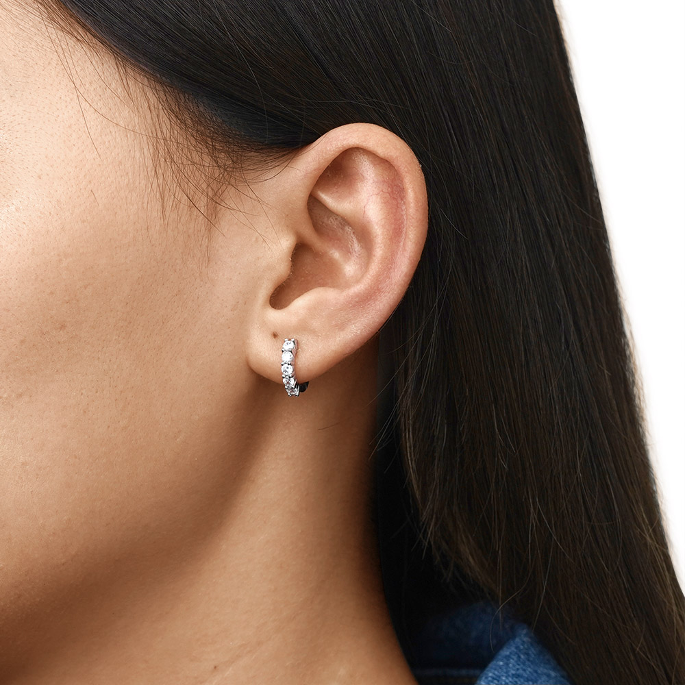 Diamond Huggie Stud Earrings image number 4