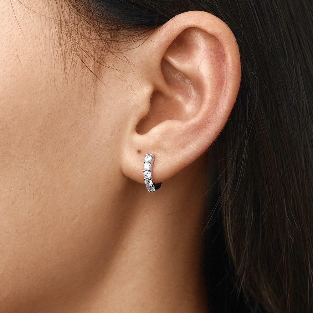 Diamond Huggie Stud Earrings image number 5