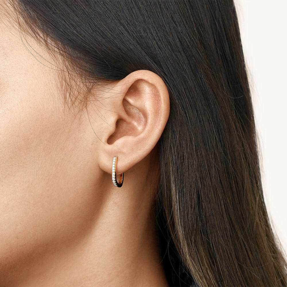 Pave Huggie Stud Earrings image number 3