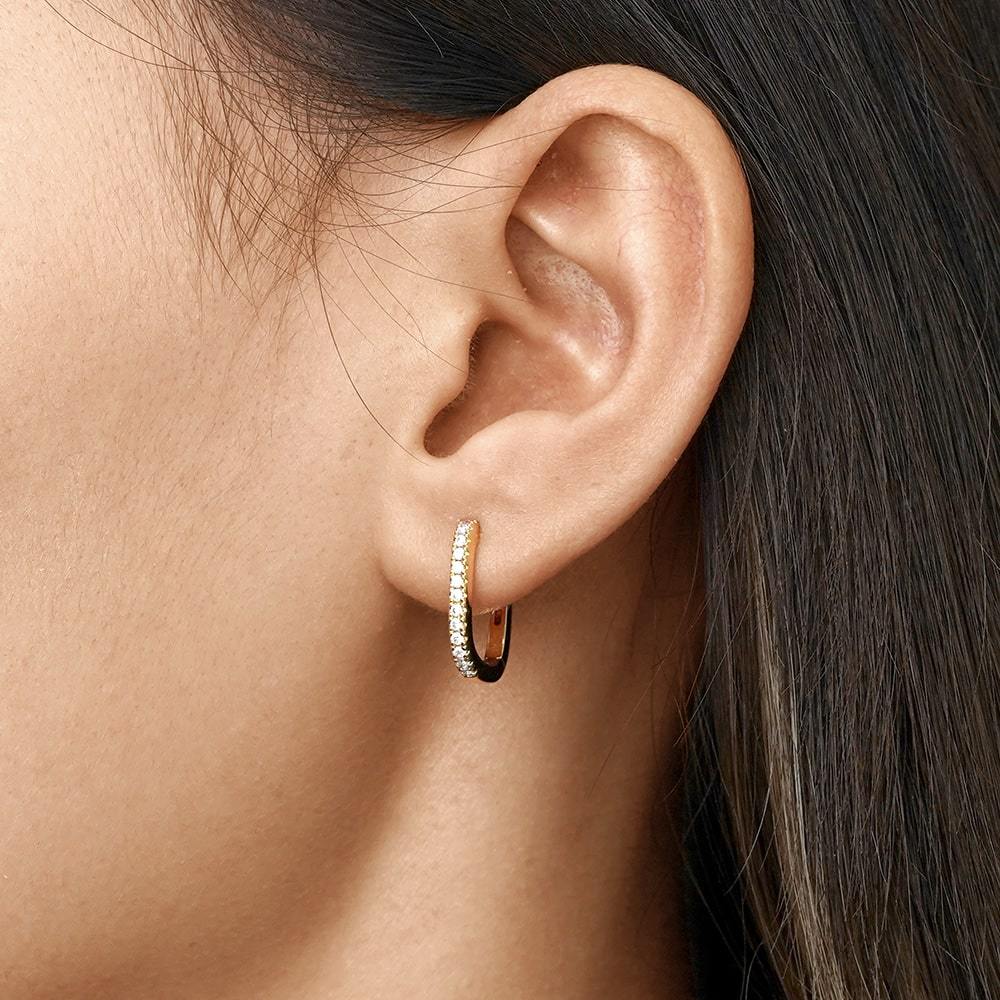 Pave Huggie Stud Earrings image number 4