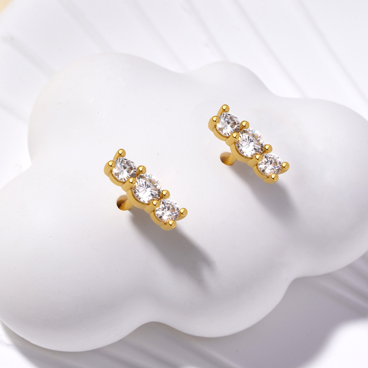 Stacked Diamond Stud Earrings image number 3