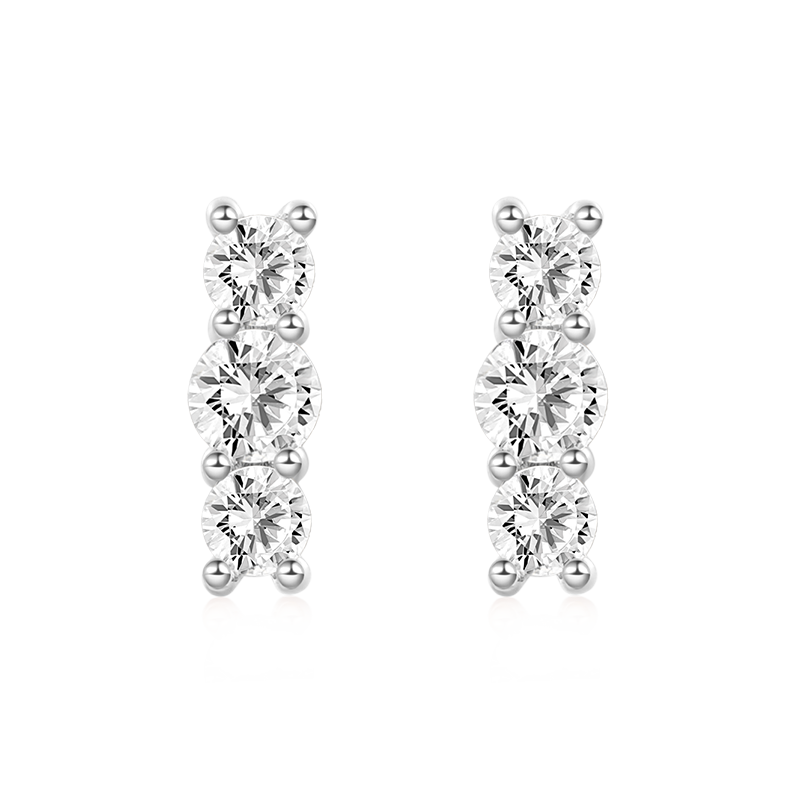 Stacked Diamond Stud Earrings image number 2